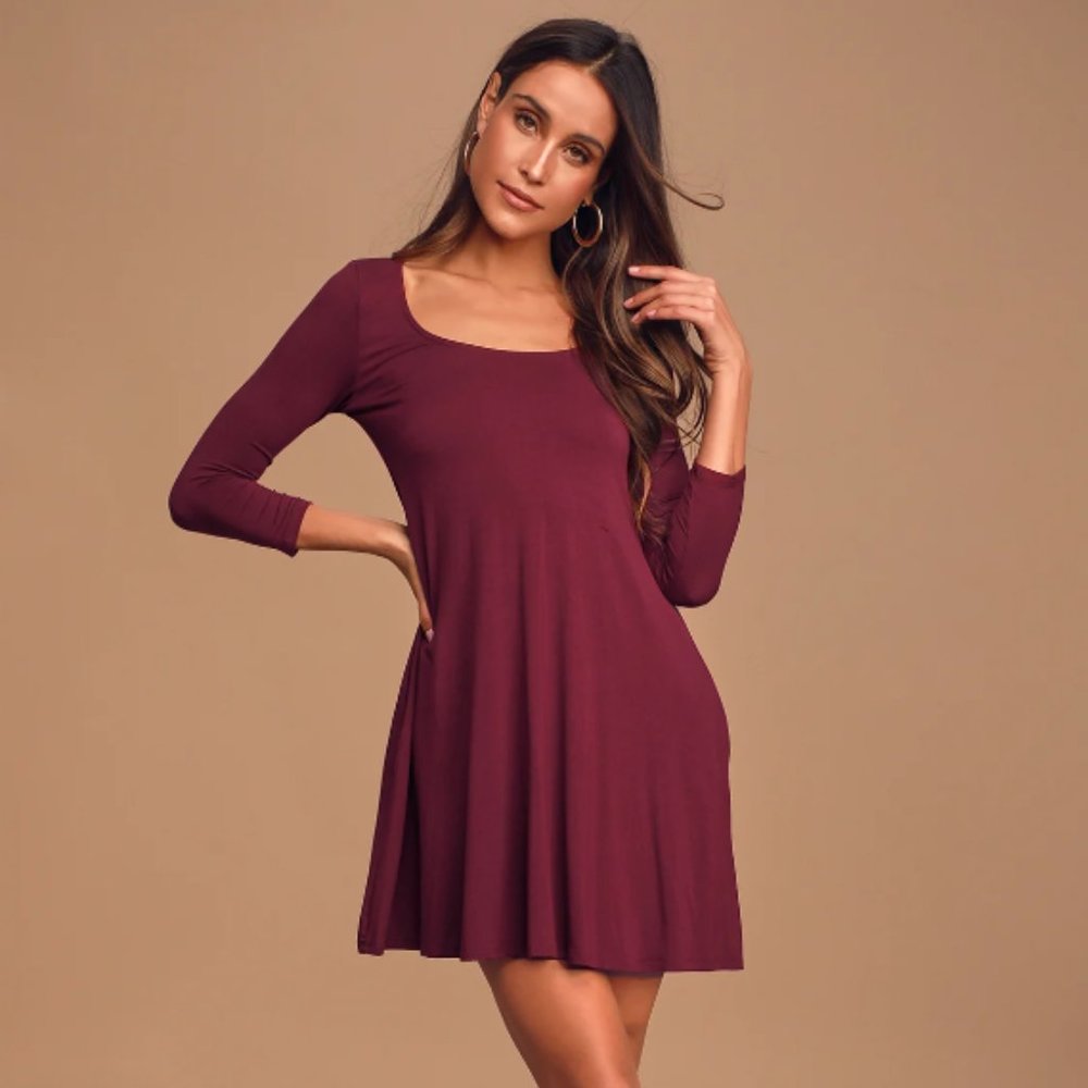 Cute Red Skater Swing Dress With Pockets